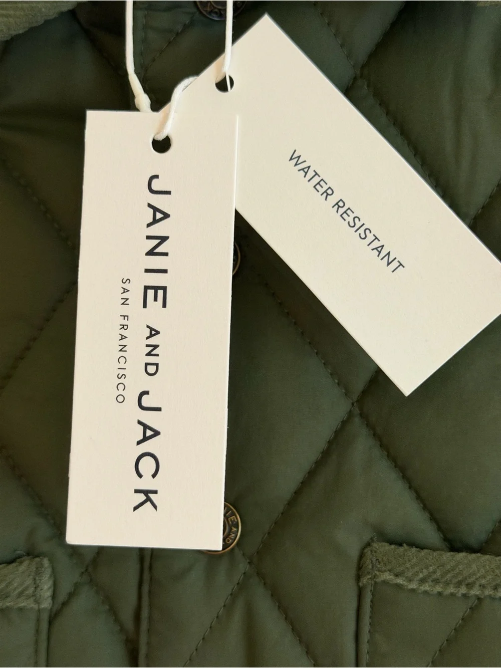 NWT Janie and Jack Quilted Olive Green Puffer Jacket